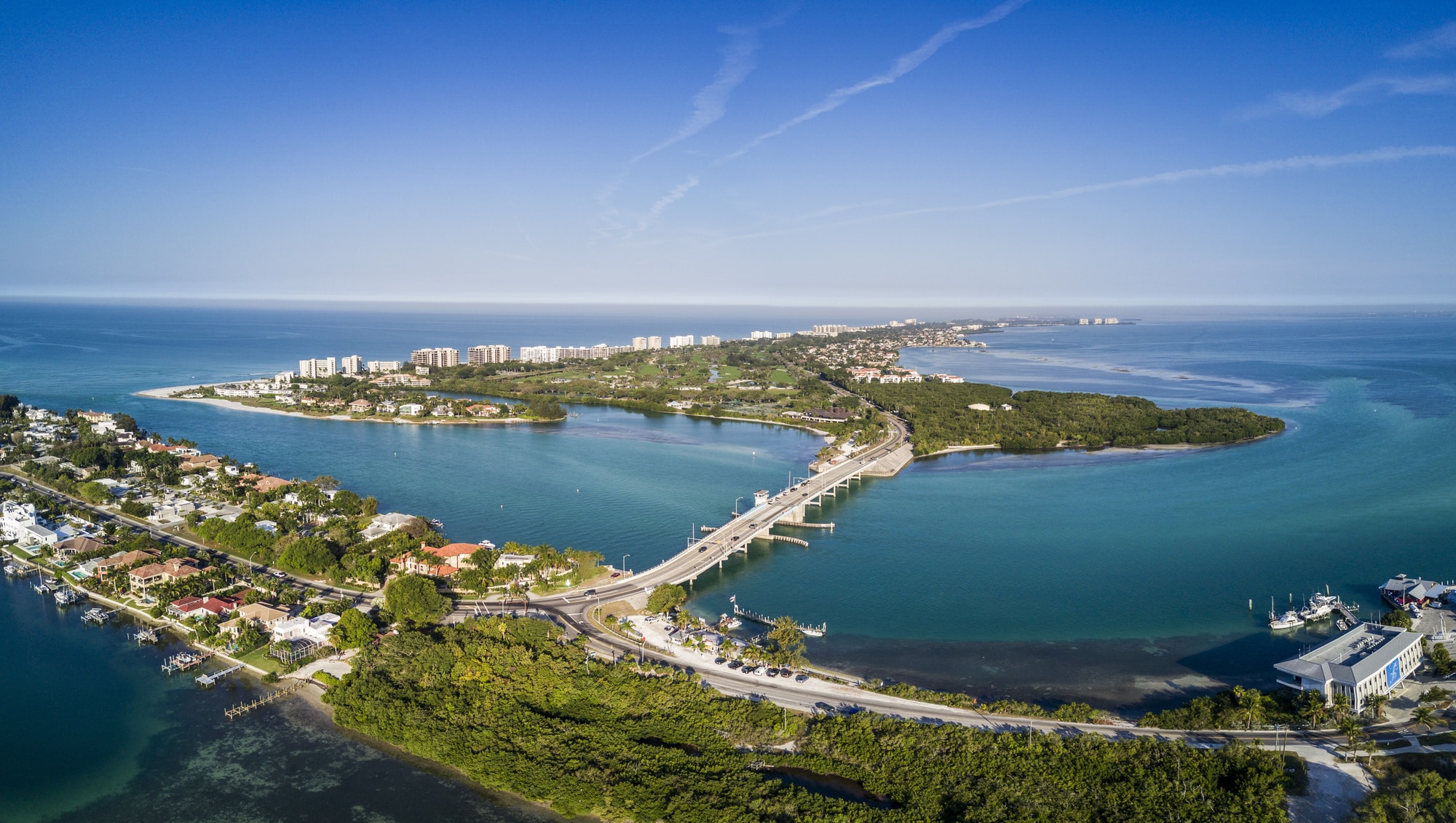 Aerial view of Longboat Key and the Gulf Coast