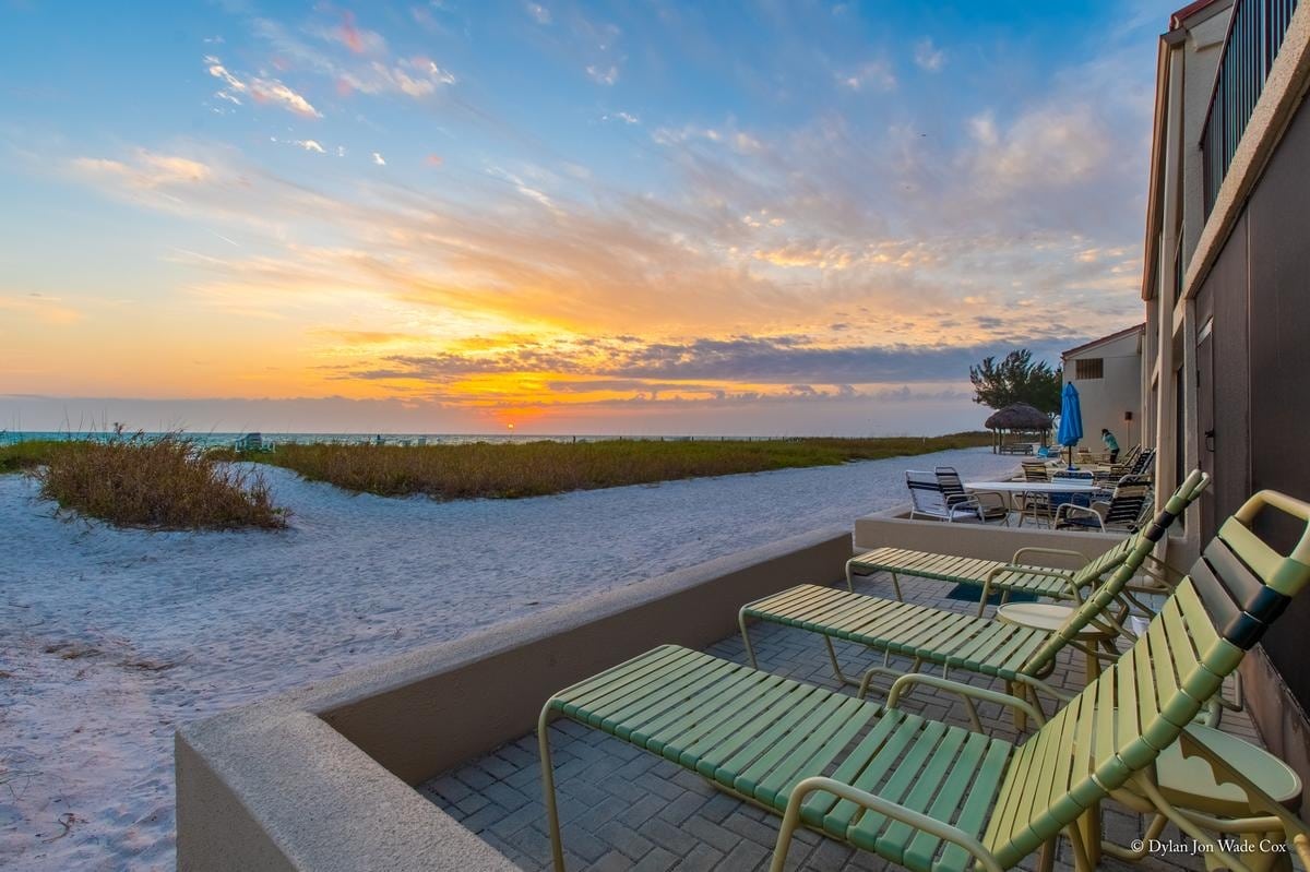 Sunset view from beside the Casa Del Mar Beachfront rentals