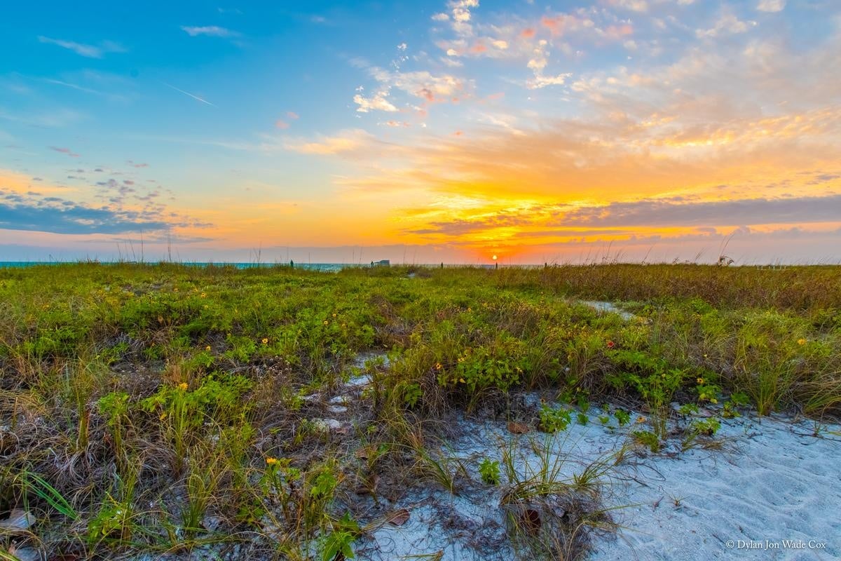 Sunset over the Gulf viewed from the Casa Del Mar beach