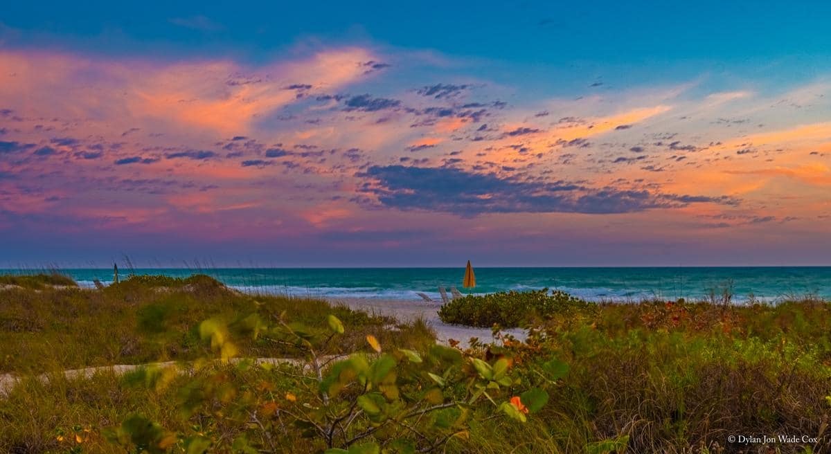 Orange sunset over the Gulf of Mexico from Longboat Key